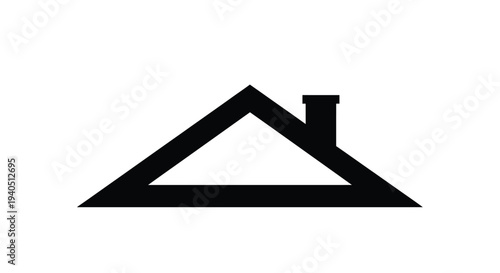 Simple black roofline graphic with a chimney minimalist silhouette