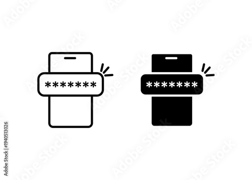 Photos Activation code icon with editable stroke. Black solid icons
