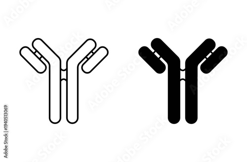 Antibody icon with editable stroke. Black solid icons