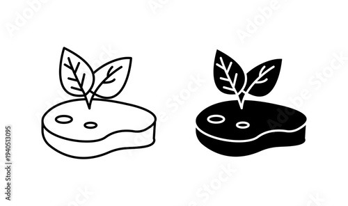 Artificial vegan meat icon with editable stroke. Black solid icons