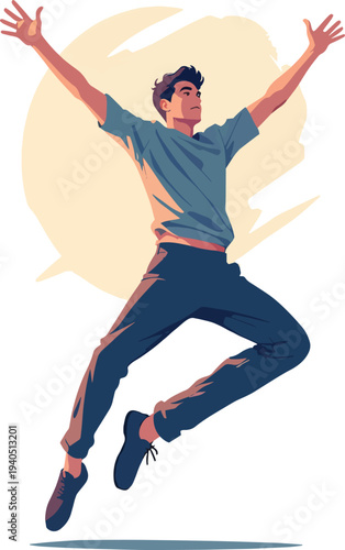 ragazzo uomo o donna che salta felice gioia improvvisa illustrazione vettoriale 