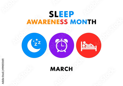 Sleep awareness month icons for march