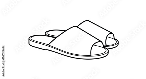 A pair of open toed slide sandals depicted in black silhouette