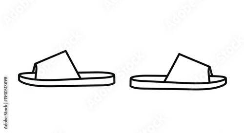 A pair of simple outlined sandals are displayed as a silhouette