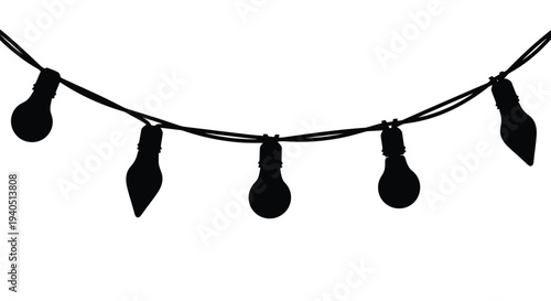 String lights hanging against a plain white background silhouette