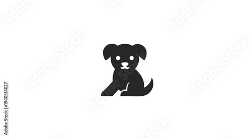 Cute black puppy dog silhouette icon. Adorable pet animal graphic design element for web, app, or print projects.