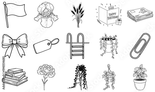 Black and white line of various line black and white 3