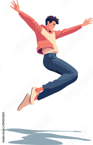 ragazzo uomo o donna che salta felice gioia improvvisa illustrazione vettoriale 