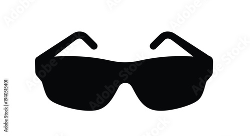 A black silhouette of stylish sunglasses against a white background silhouette