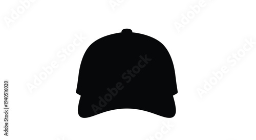 A black baseball cap is shown against a white background silhouette