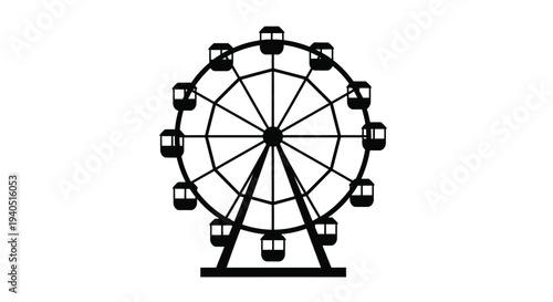 Black ferris wheel illustration with gondolas a striking silhouette