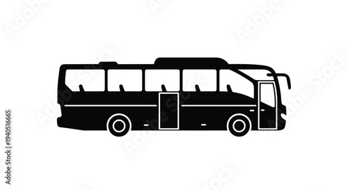 A sleek modern coach bus depicted in a dark striking silhouette