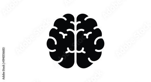 Detailed black brain illustration with complex convolutions a striking silhouette