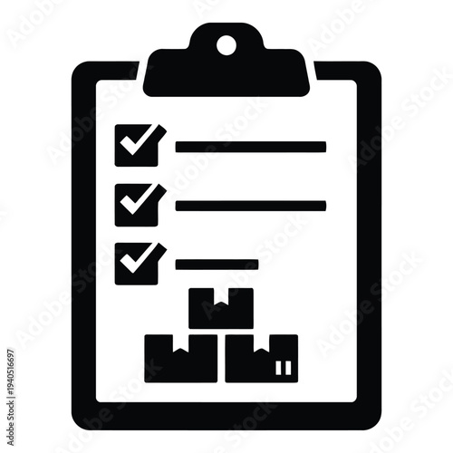 Clipboard checklist icon with boxes, representing inventory management and order fulfillment