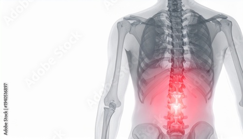 Man Suffering from Neck Pain, Healthcare Concept with Highlighted Pain Area in Red