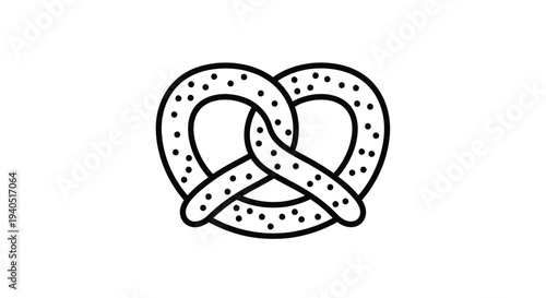 Simple black and white outline of a traditional pretzel silhouette