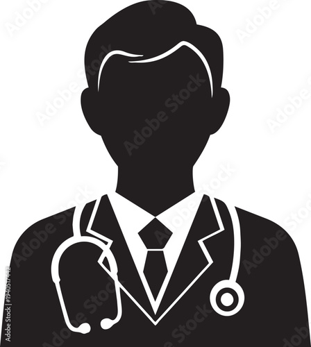 Professional male doctor with stethoscope illustration