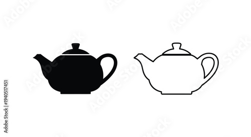 Two teapots one black and one white in a minimalist silhouette