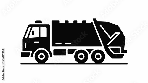 Black silhouette of a garbage truck vector
