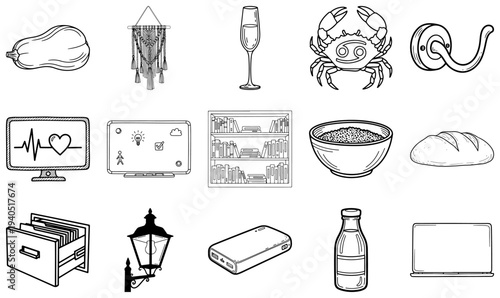 Black and white line of various line black and white 24