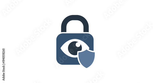 Secure Lock with Eye and Shield Icon.