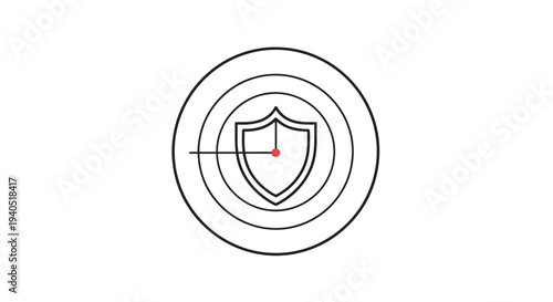 Shield logo with concentric circles design.