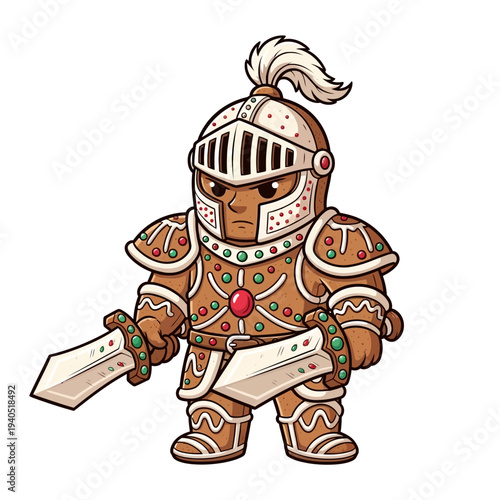 Gingerbread Knight Warrior with Swords, Fantasy Character, Festive Food Art