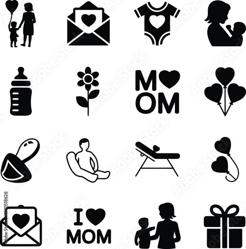 Baby shower and motherhood related icons, mother s day icon.