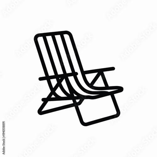 Vector illustration of a single black folding chair