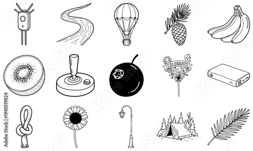 Black and white line of various line black and white 51