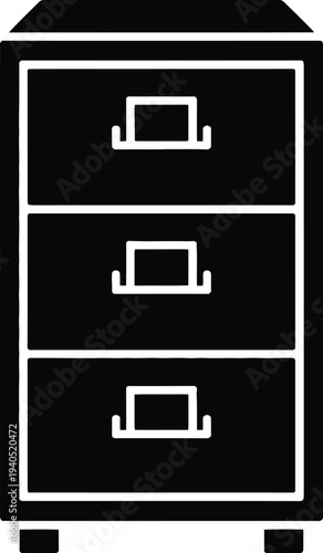 Vector illustration of a 3 drawer filing cabinet icon