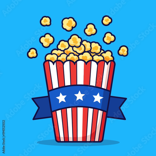 Patriotic Popcorn Bucket with Stars and Stripes for Independence Day Celebration