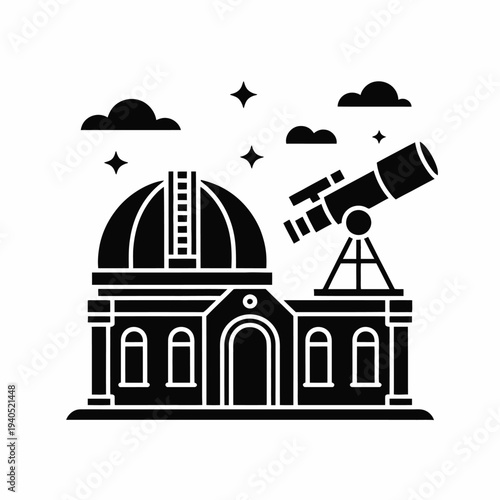 Vector illustration of observatory building with telescope