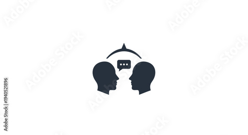 Silhouette of Heads Facing Each Other.