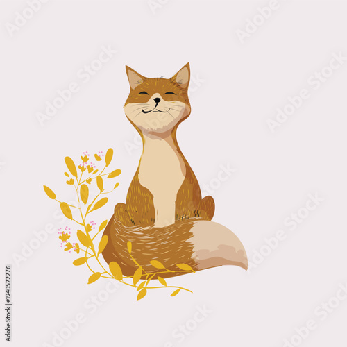 Cute adorable wolf fox hand drawn kawai vintage vector  character isolated on background. Fun and funny design for kids, books, cover, greeting and cards.