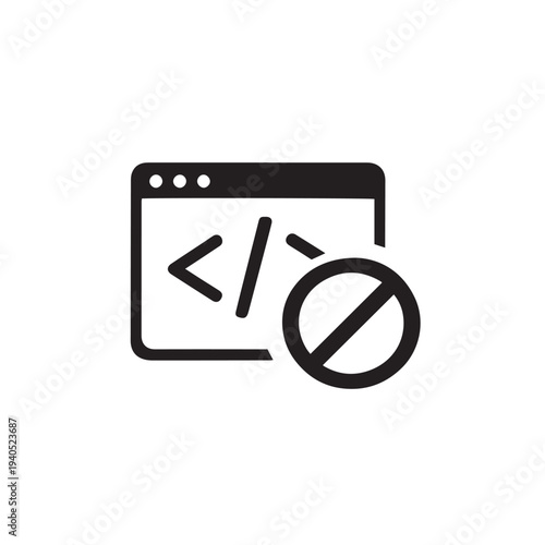 No Code Icon – Code Restriction Web Development Symbol