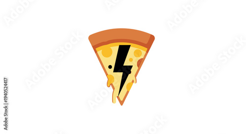 Slice of pizza with lightning symbol.