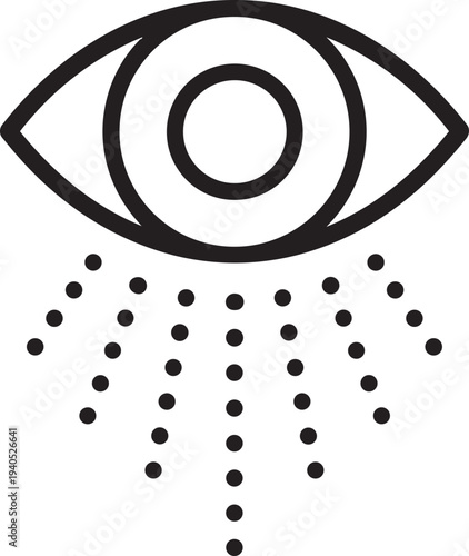 Open human eye with rays outline icon symbolizing visual perception attention focusing and sensory development in children