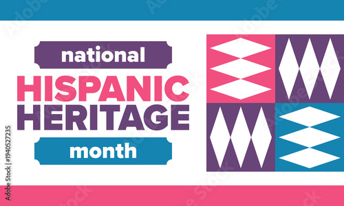 National Hispanic Heritage Month in September and October. Hispanic and Latino Americans culture. Celebrate annual in United States. Poster, card, banner and background. Vector illustration