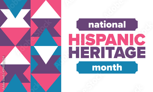 National Hispanic Heritage Month in September and October. Hispanic and Latino Americans culture. Celebrate annual in United States. Poster, card, banner and background. Vector illustration