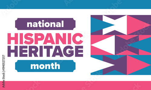National Hispanic Heritage Month in September and October. Hispanic and Latino Americans culture. Celebrate annual in United States. Poster, card, banner and background. Vector illustration