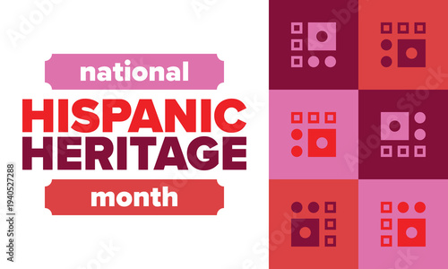 National Hispanic Heritage Month in September and October. Hispanic and Latino Americans culture. Celebrate annual in United States. Poster, card, banner and background. Vector illustration