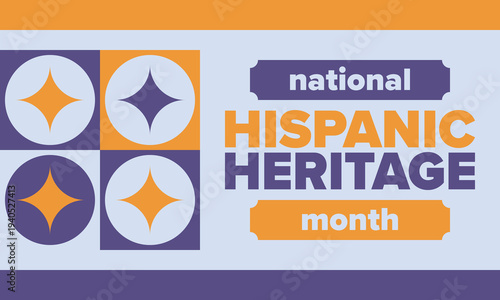 National Hispanic Heritage Month in September and October. Hispanic and Latino Americans culture. Celebrate annual in United States. Poster, card, banner and background. Vector illustration