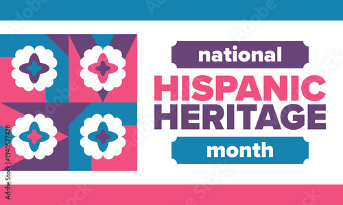 National Hispanic Heritage Month in September and October. Hispanic and Latino Americans culture. Celebrate annual in United States. Poster, card, banner and background. Vector illustration