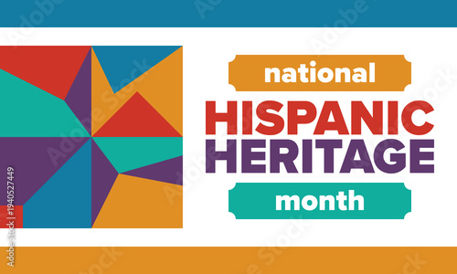 National Hispanic Heritage Month in September and October. Hispanic and Latino Americans culture. Celebrate annual in United States. Poster, card, banner and background. Vector illustration