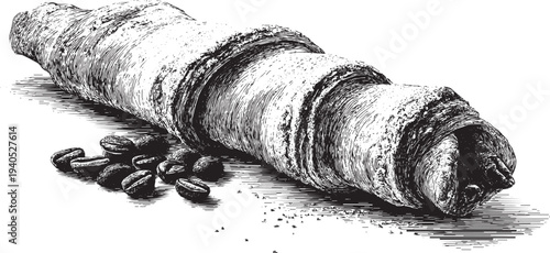 Hungarian Chimney Cake (Kurtos Kalacs) illustration on a white background. This vector illustration can be used in any size you like for advertising, logos, and other work.
