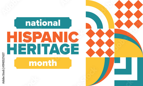 National Hispanic Heritage Month in September and October. Hispanic and Latino Americans culture. Celebrate annual in United States. Poster, card, banner and background. Vector illustration