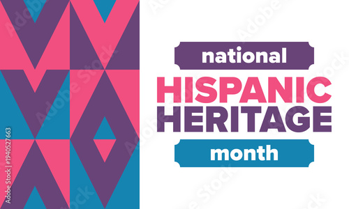 National Hispanic Heritage Month in September and October. Hispanic and Latino Americans culture. Celebrate annual in United States. Poster, card, banner and background. Vector illustration