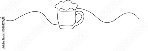 Illustration of continuous line drawing of a beer mug
