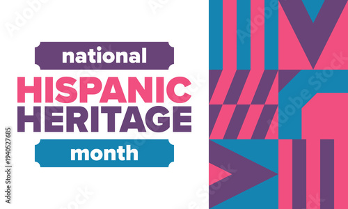 National Hispanic Heritage Month in September and October. Hispanic and Latino Americans culture. Celebrate annual in United States. Poster, card, banner and background. Vector illustration